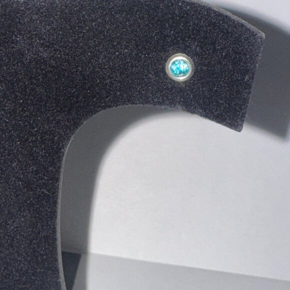 5 Mm Round Aqua Blue Cz And Sterling Post Earrings - Picture 5 of 11